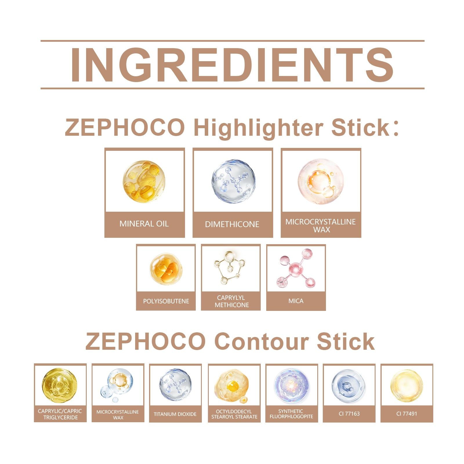 2-in-1 Face Makeup Contouring Stick, Brightening, Light Texture, Natural Glow ,7g