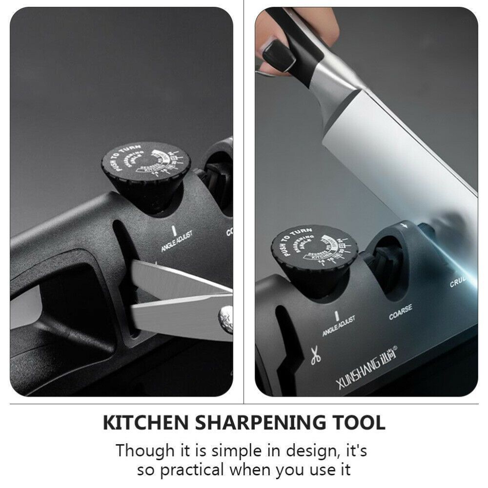 Knife Sharpener 4 in 1 Kitchen Honing Steel Adjustable Blade Sharpening Tool Polish Blades