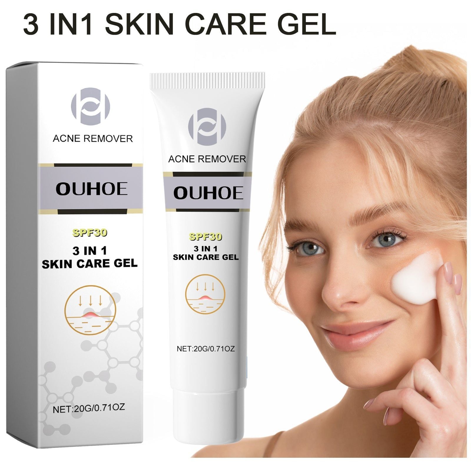 3 In1 Acne Repair Gel, Deep Cleanse, Fade Dark Spots, Clear Pores, Moisturize ,20g