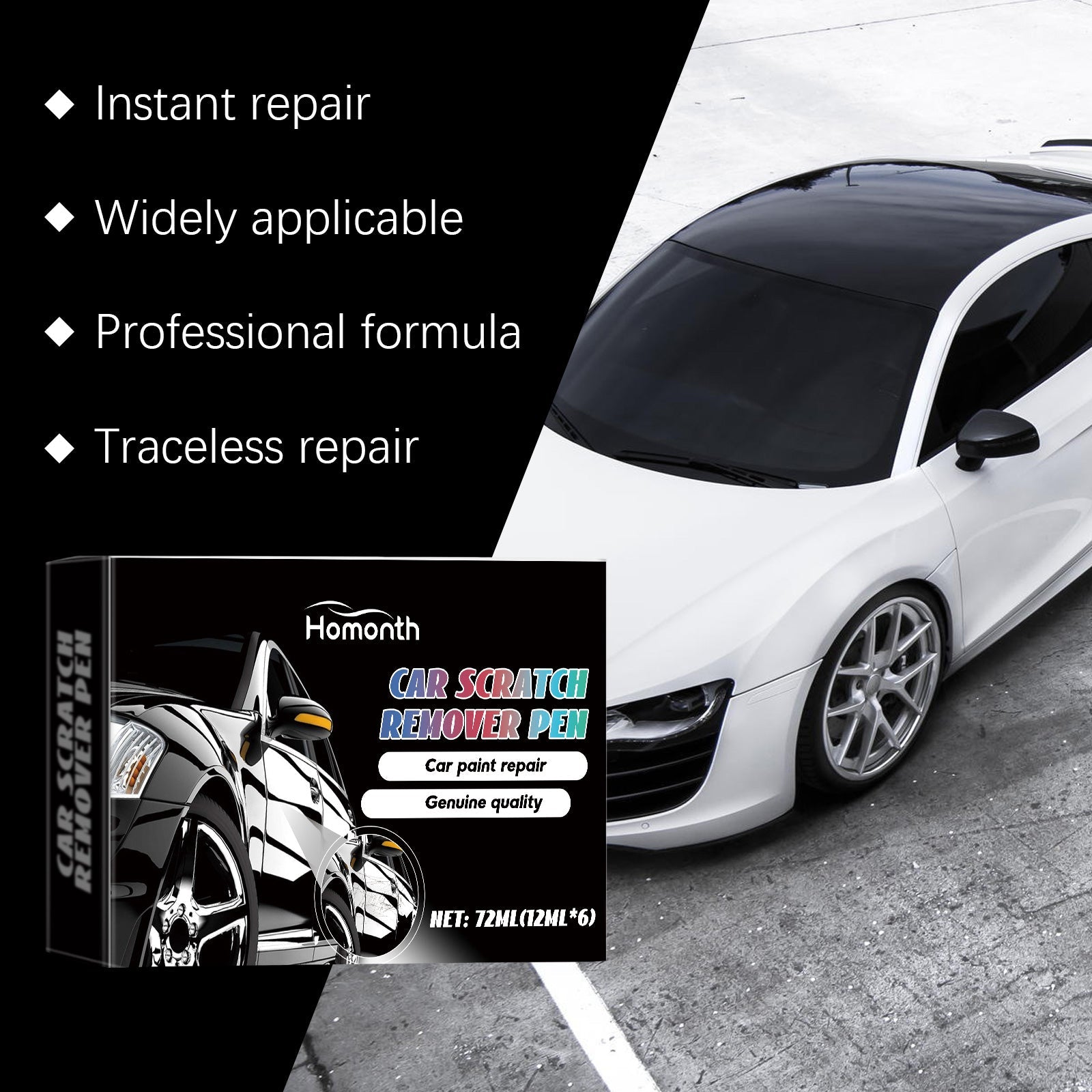 Automotive Scratch Repair Pen Kit, 6-Color, Finish Curing, Easy Car Touch Up ,72ml