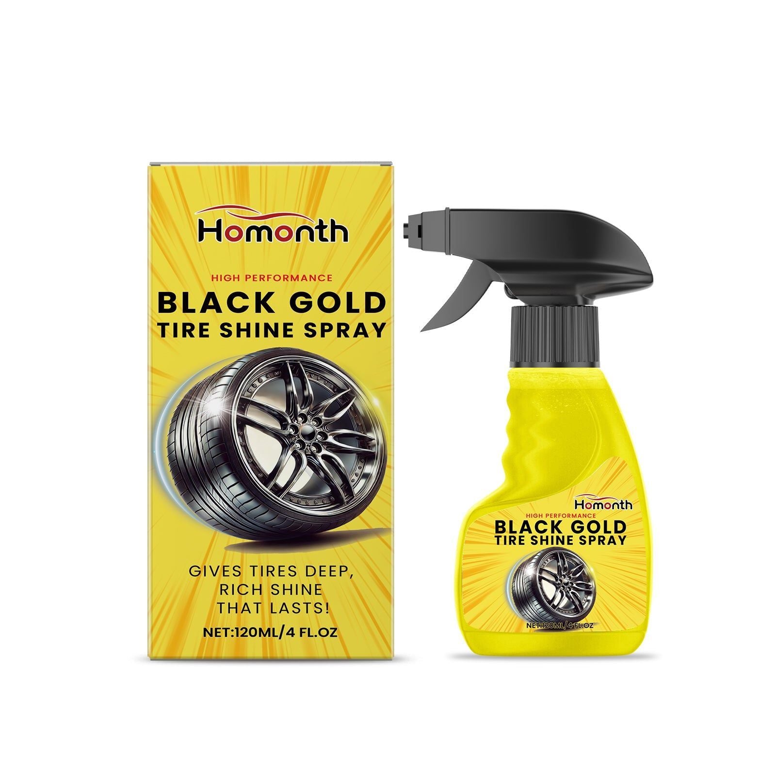 Car Cleaning Wheel Gloss Spray, Tire Shine & Protection, Easy Application ,120ml