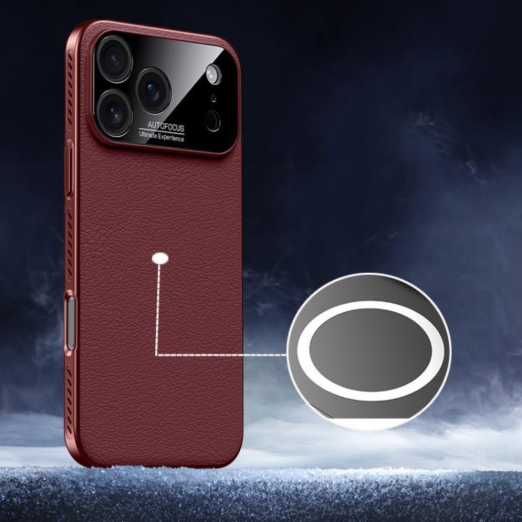 For iPhone 18 Pro Max / iPhone 17 Pro Max Soft Armor MagSafe Cooling Plain Leather Hybrid PC Phone Case