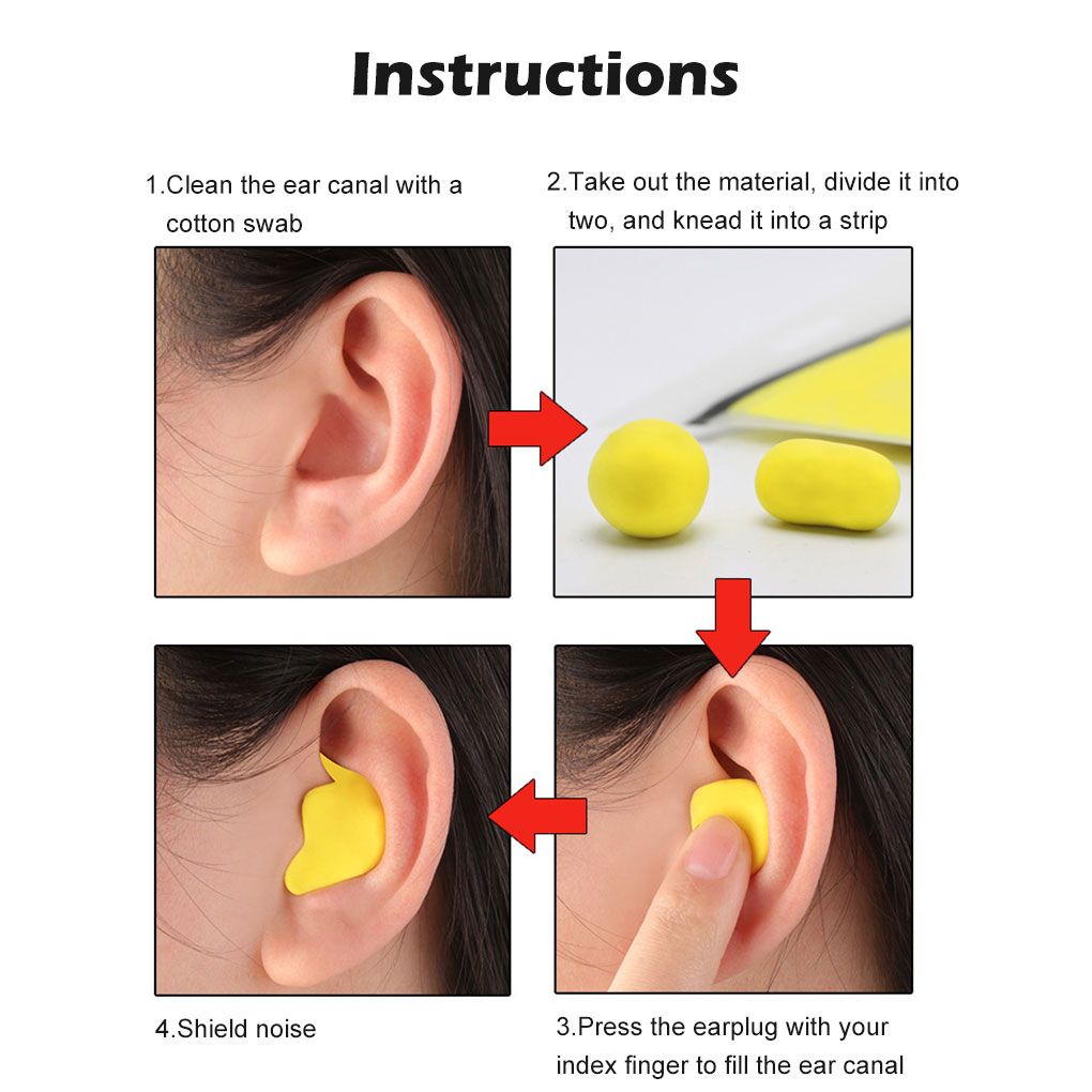 60Pcs Set Shaped Earplug Moldable Anti-Noise Soft Earbud Sleeping Protection