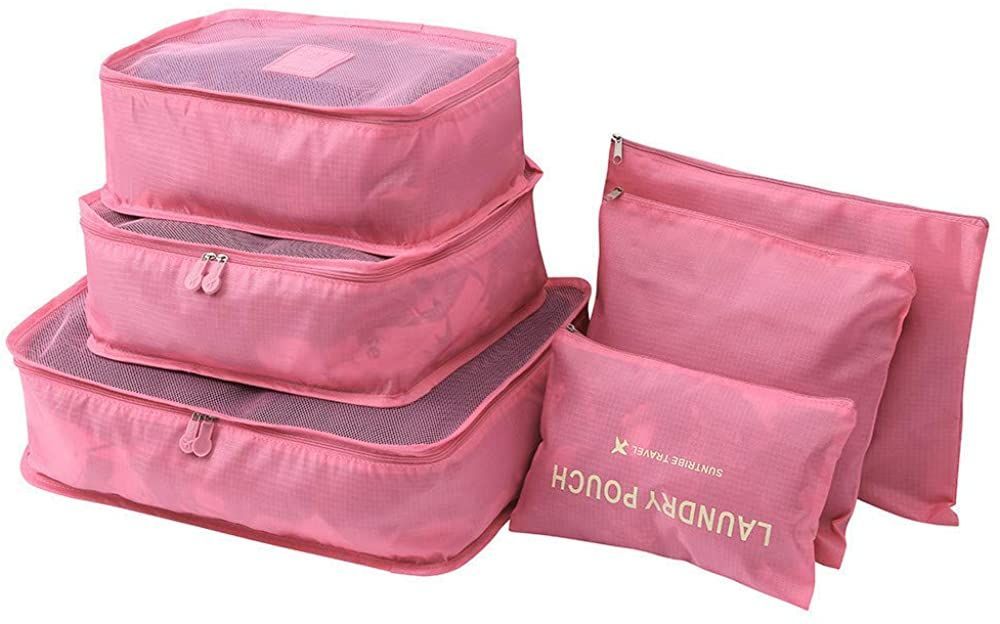 6 Pack Travel Storage Bags Waterproof Clothes Packing Cube Luggage Organizer Pouch