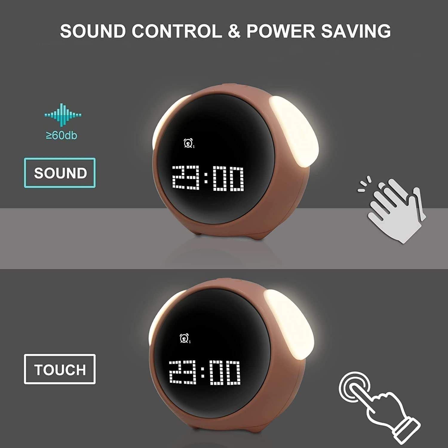 Children Get up Mini Smart Alarm Clock Voice Control Night Light Kids Gift