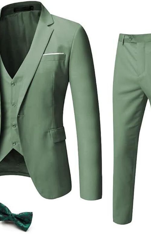 Pastel Green Coat Pant Vest Tuxedo, Elegant Formal Attire for Weddings