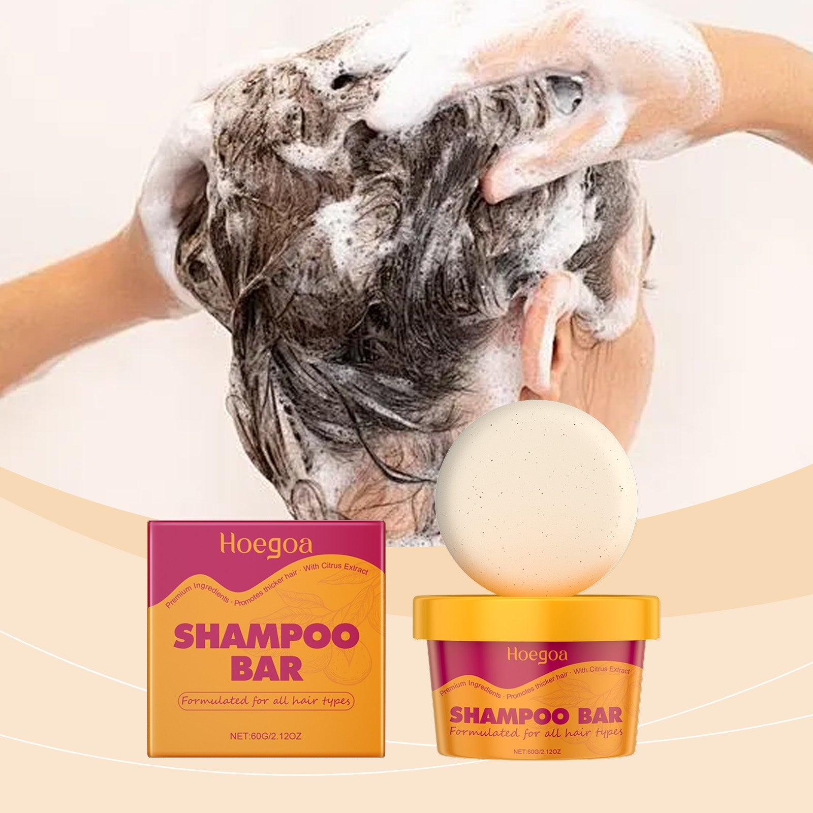 Citrus Gentle Shampoo for Body Cleansing, Nourishes Hair, Protects Dry, Knotted Strands ,60g