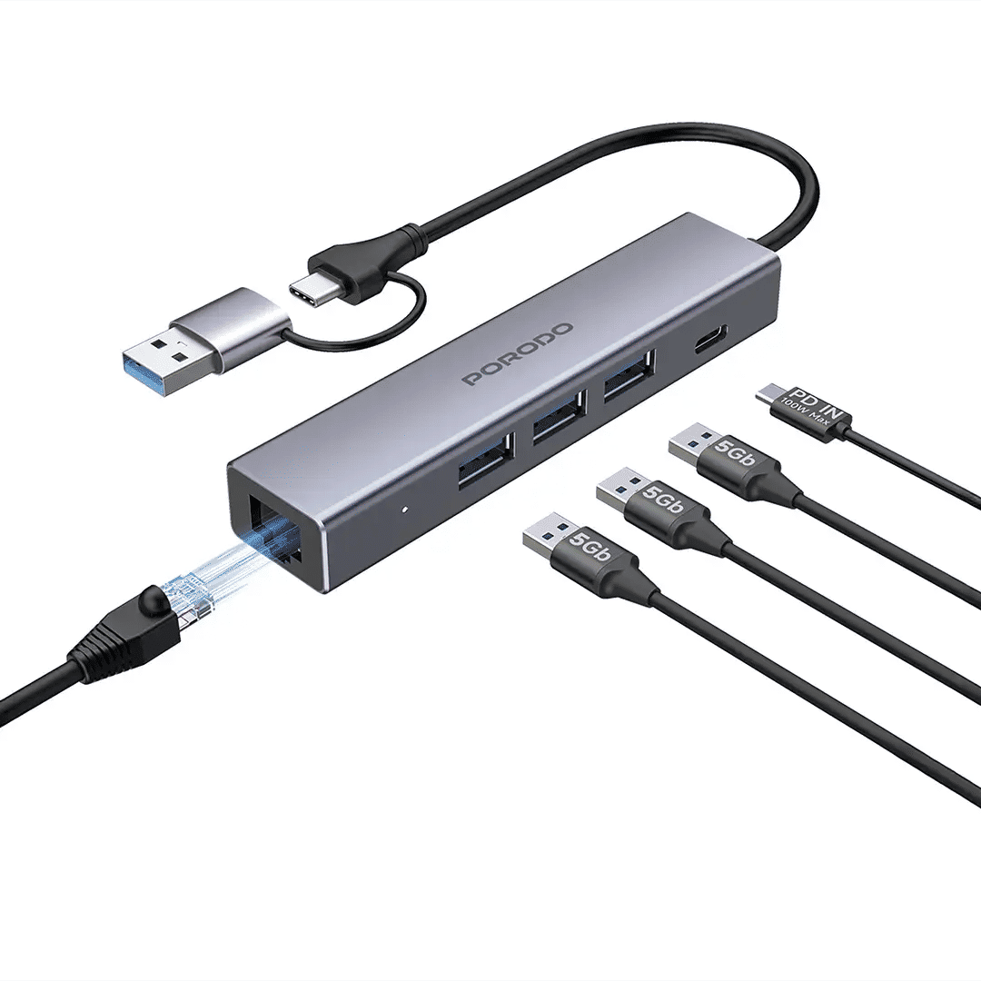 Porodo 5-IN-1 Multi-Port Hub PD Charging
