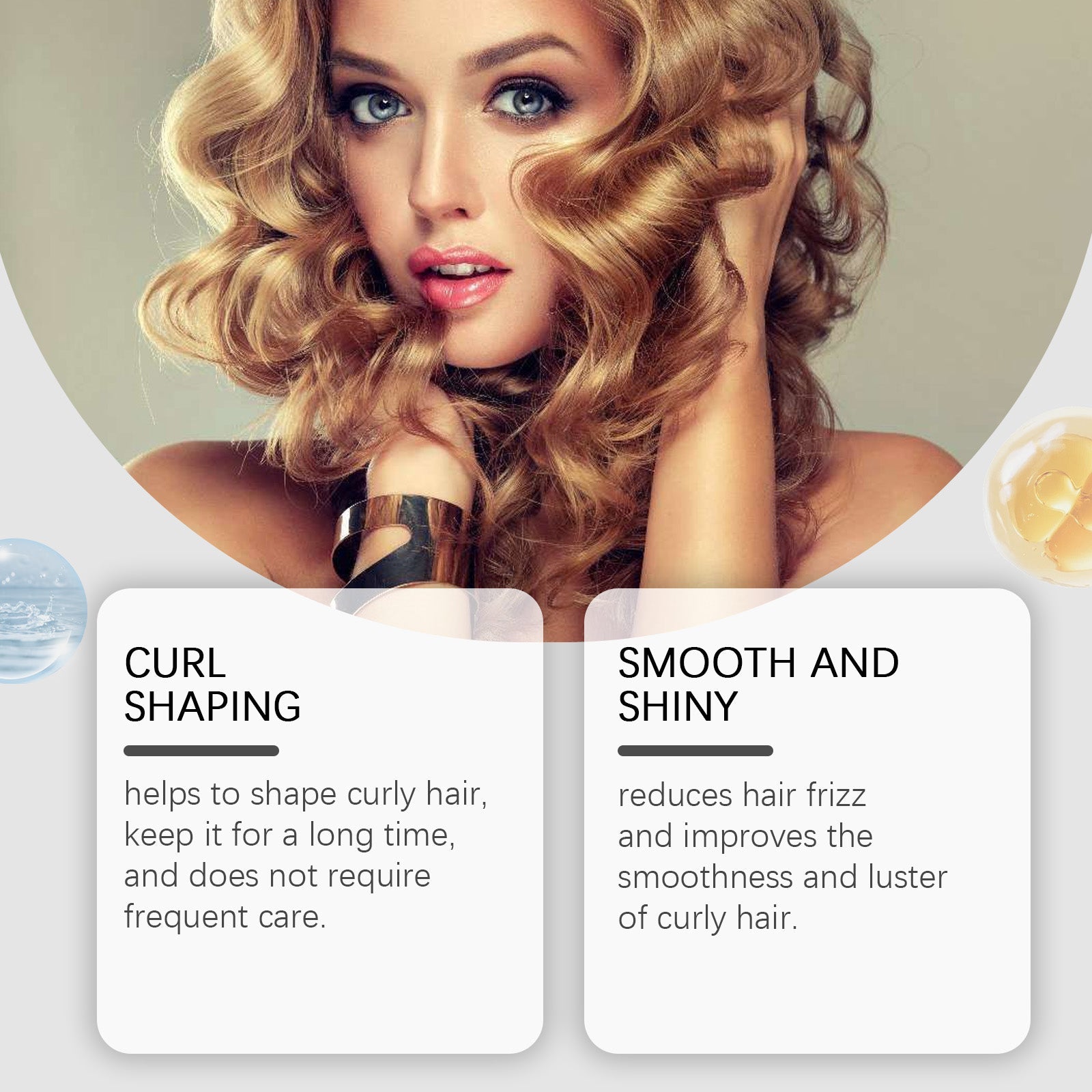Curly Hair Gel, Long-Lasting Permanent Setting, Frizz Control, Natural Shine ,100g