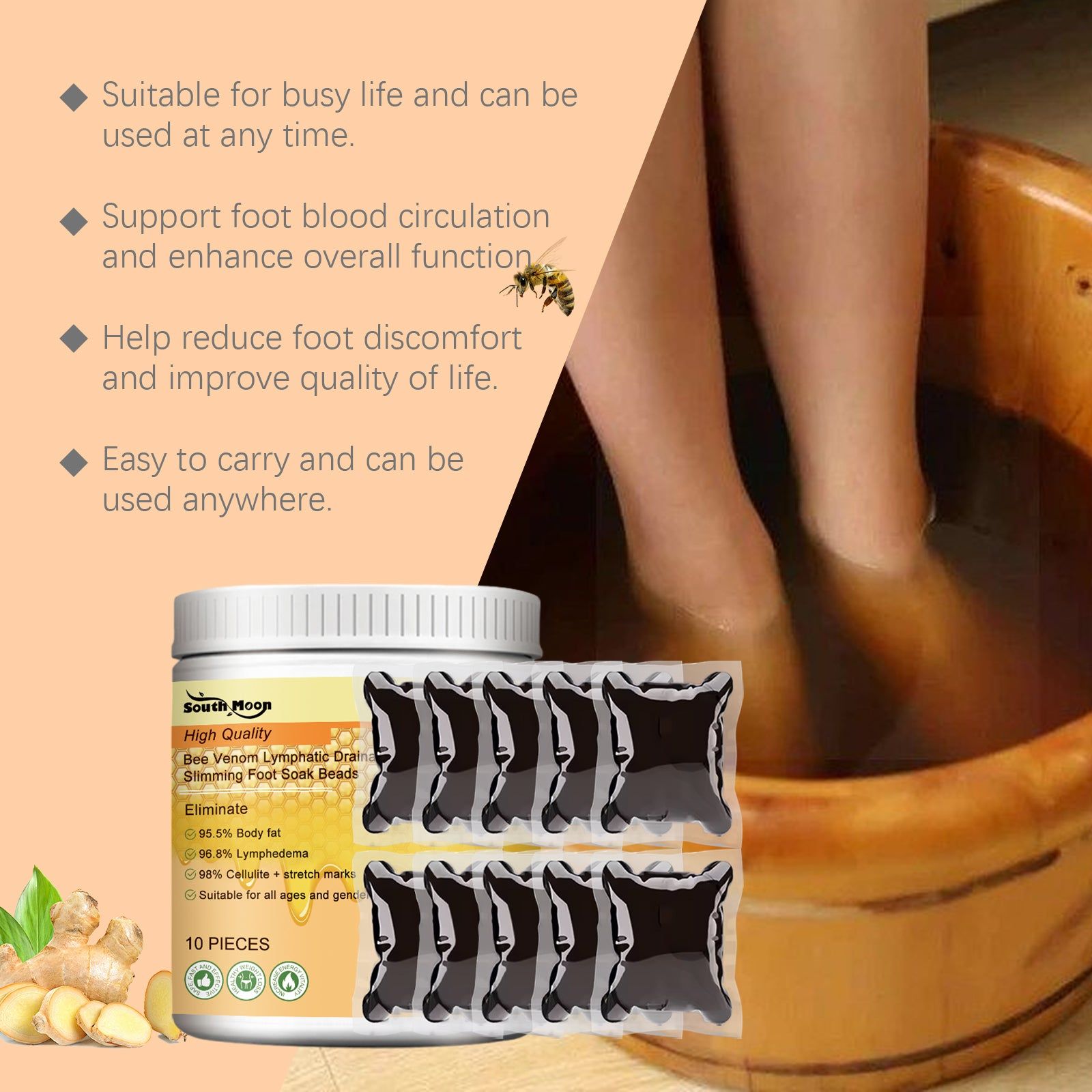 Revitalize Your Feet with Bee Venom Foot Care Gel, Herbal Soothing Foot Bath ,10 pieces