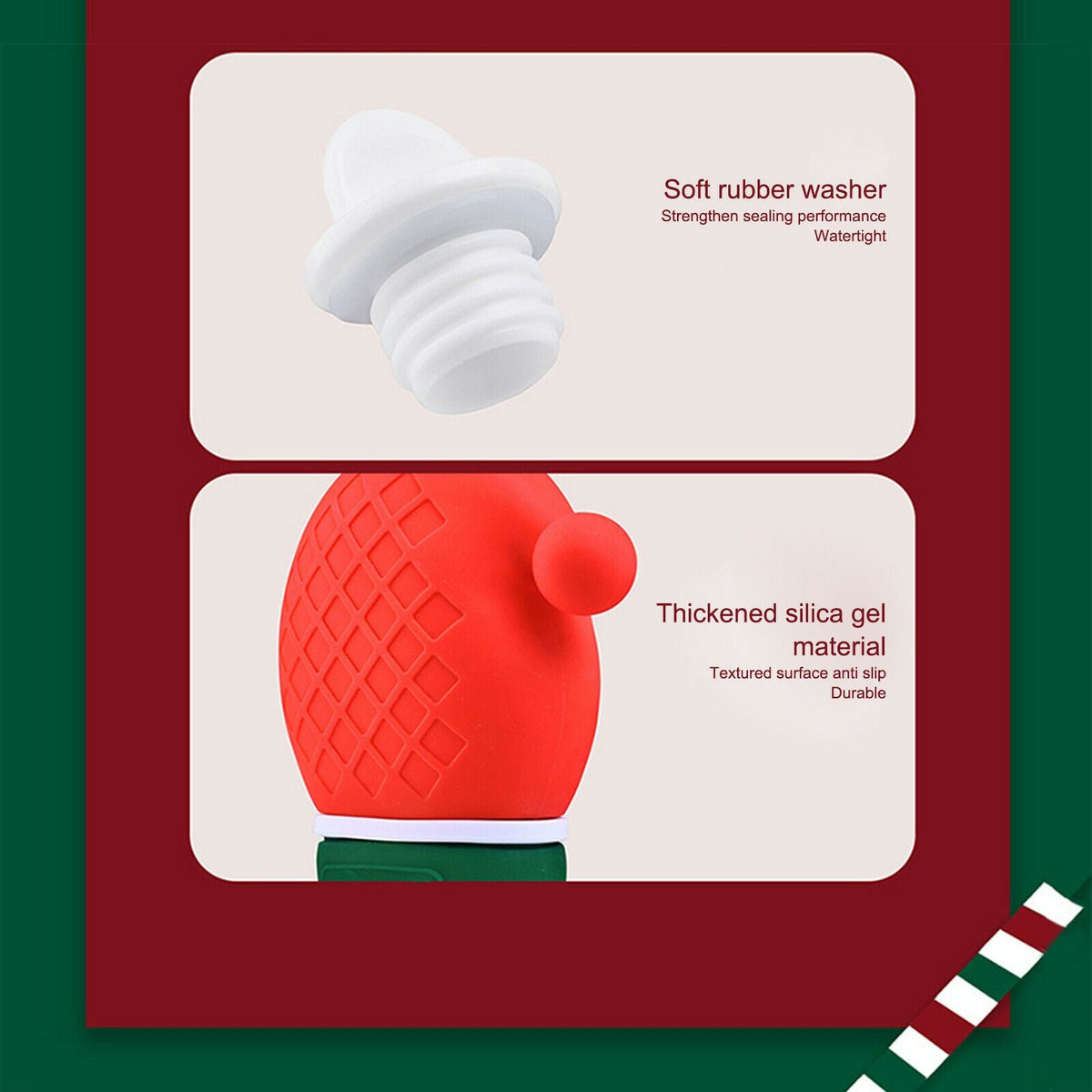 Christmas Hot Water Bottle Water Injection Hand Warmer Winter Silicone Warm Bag
