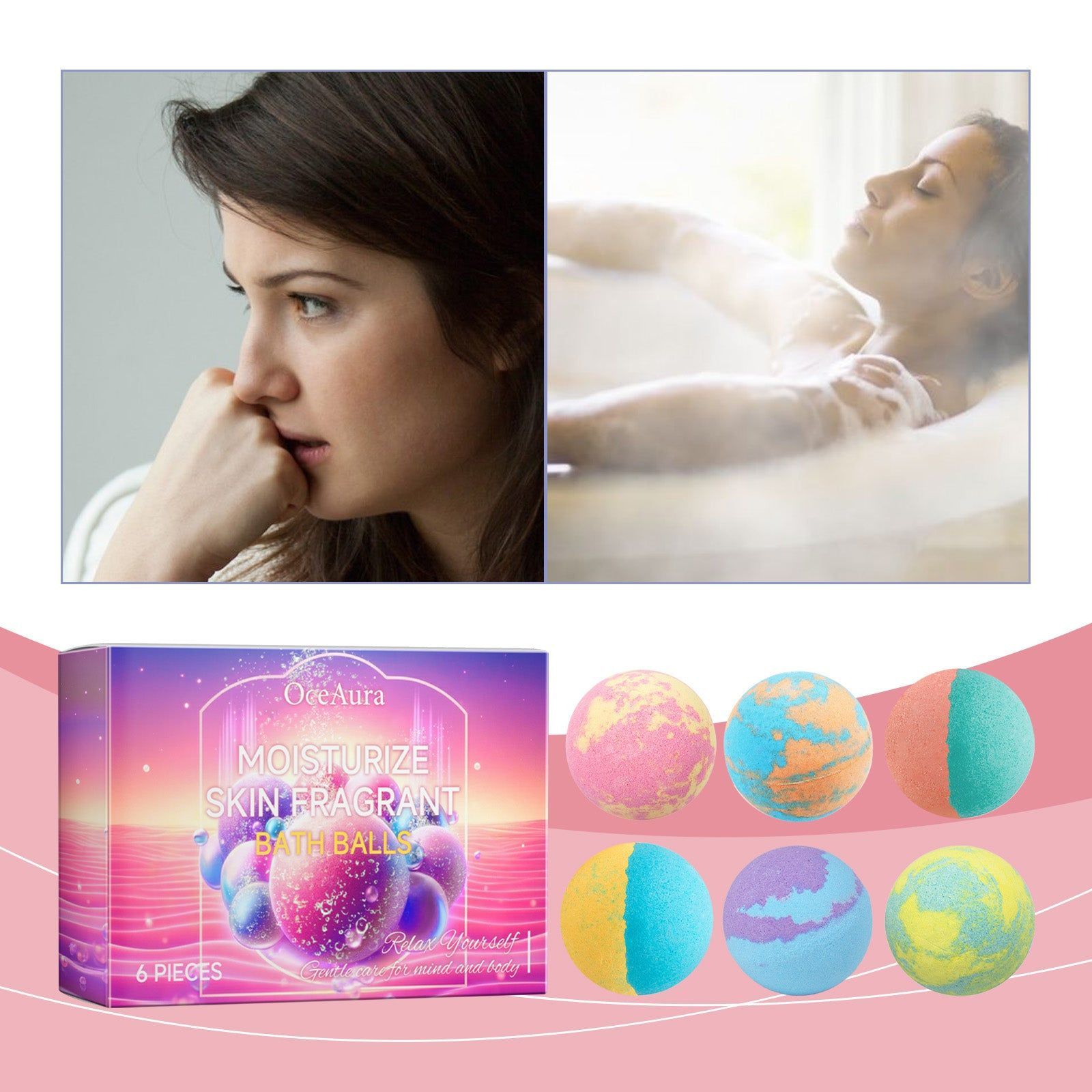 Bubble Bath Ball, Hydrating Body Cleansing, Relaxing Fragrance, Deep Moisturizing ,6pieces