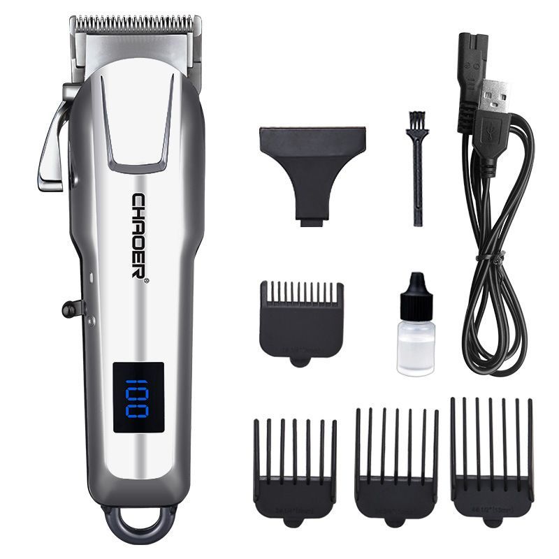 Silver D86 USB Digital Electric Hair Clipper Stainless Steel Trimmer
