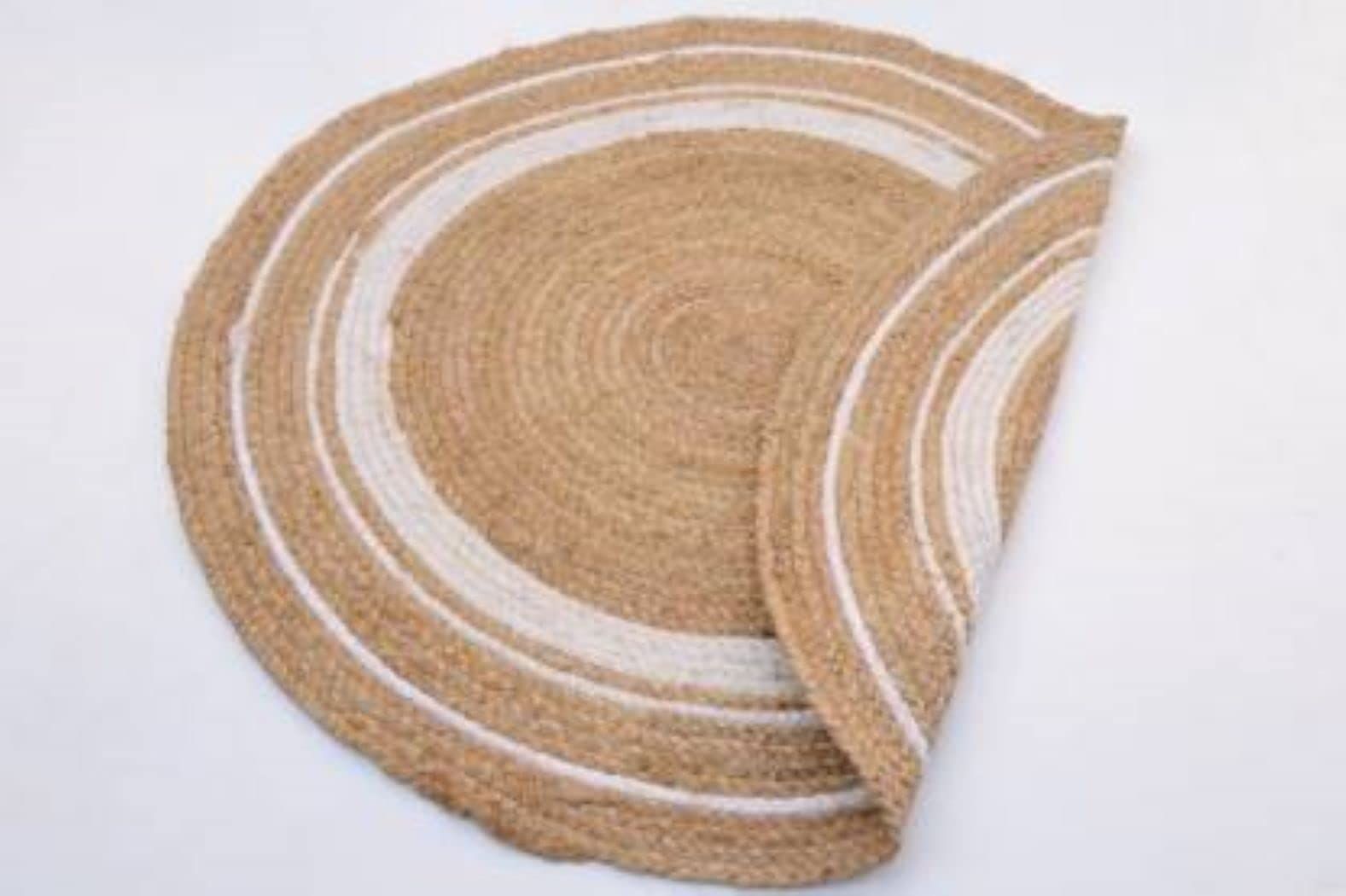 AIESY® D Shape Handwoven Jute Modern Home Reversible Rug