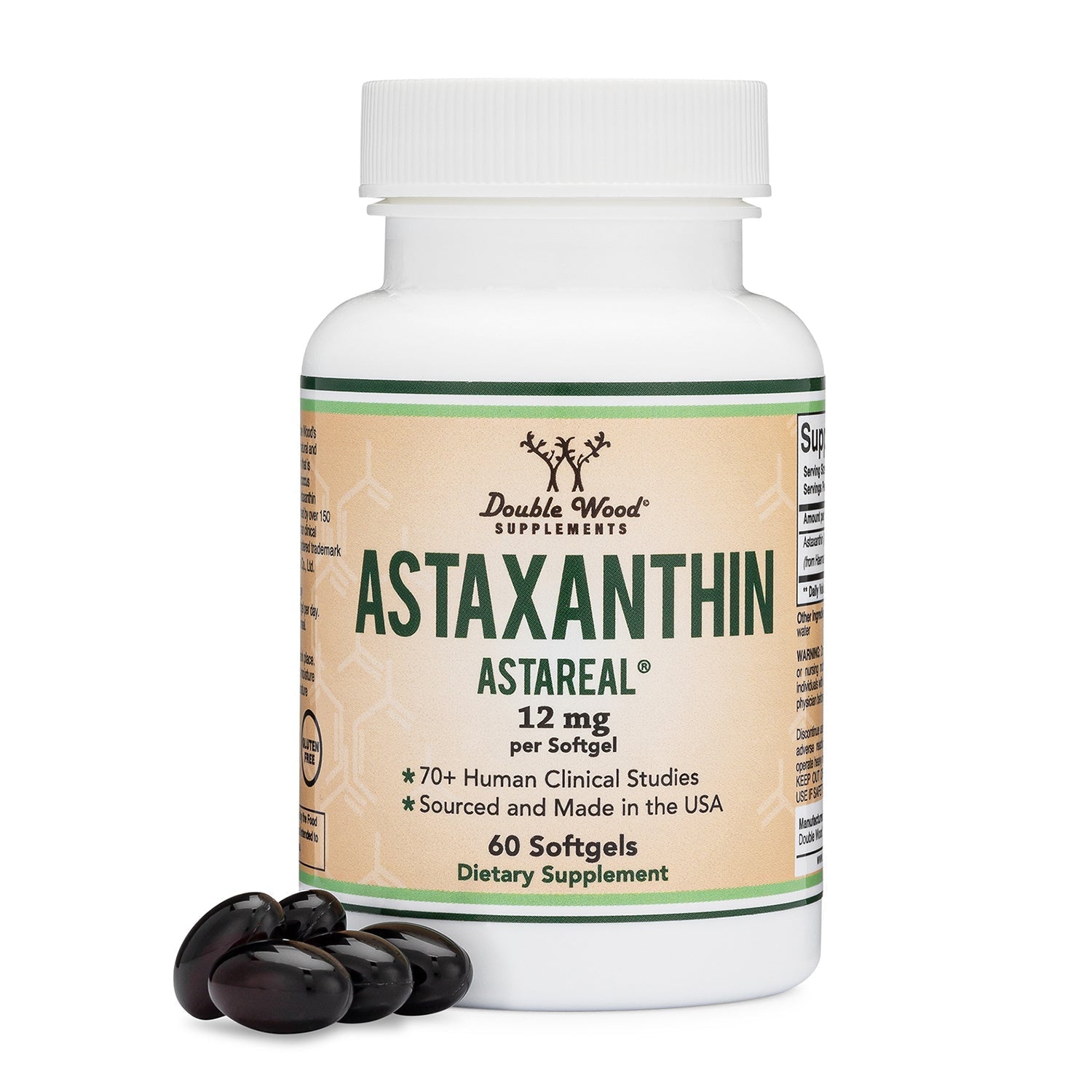 DoubleWood Supplements Astaxanthin (AstaReal) 12mg 60 softgels