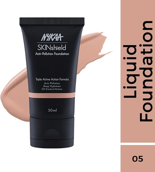 كريم أساس ماتي مضاد للتلوث من Nykaa SkinShield  Nude Delight05