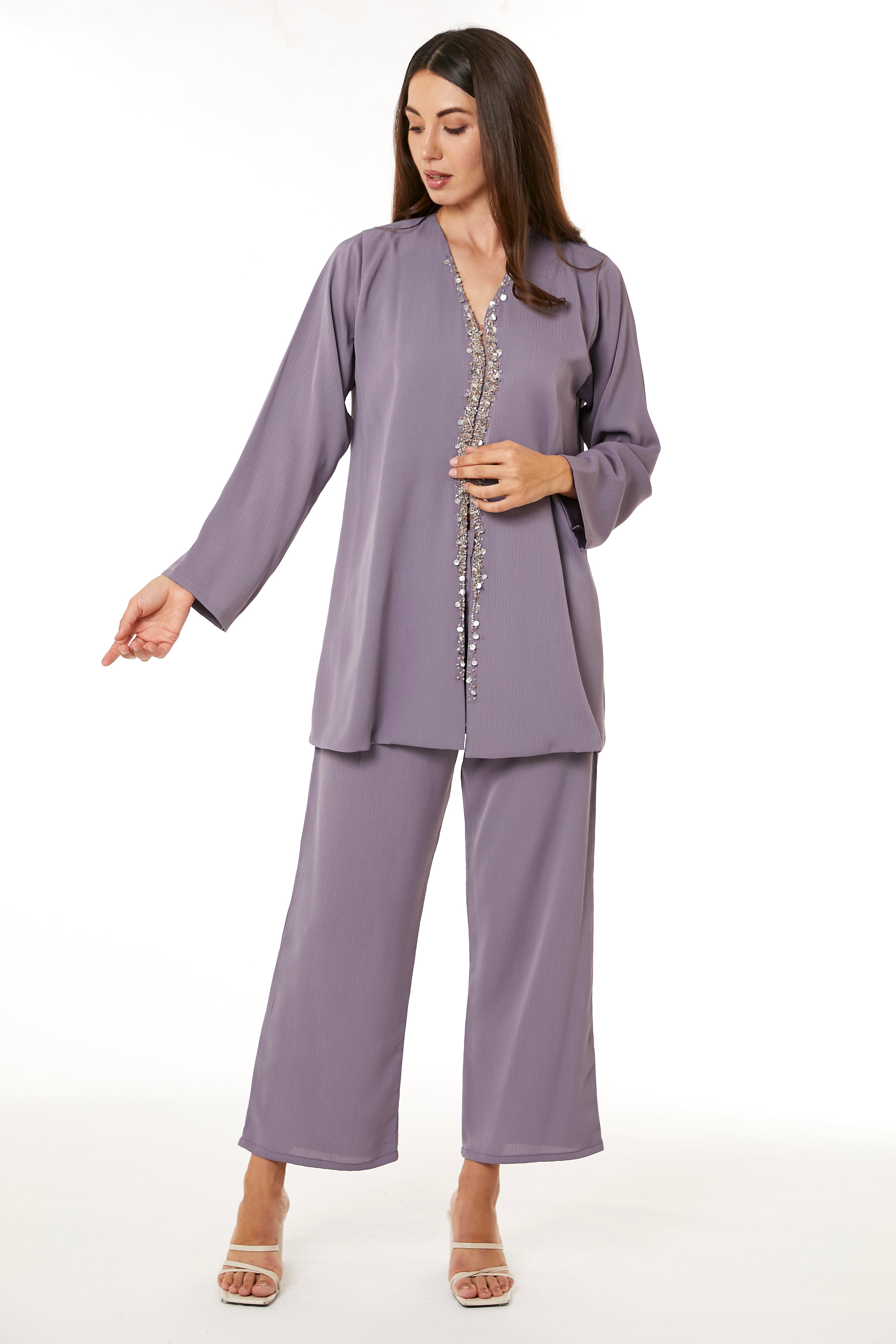 MOiSTREET Purple Zoom Top and Pants Set