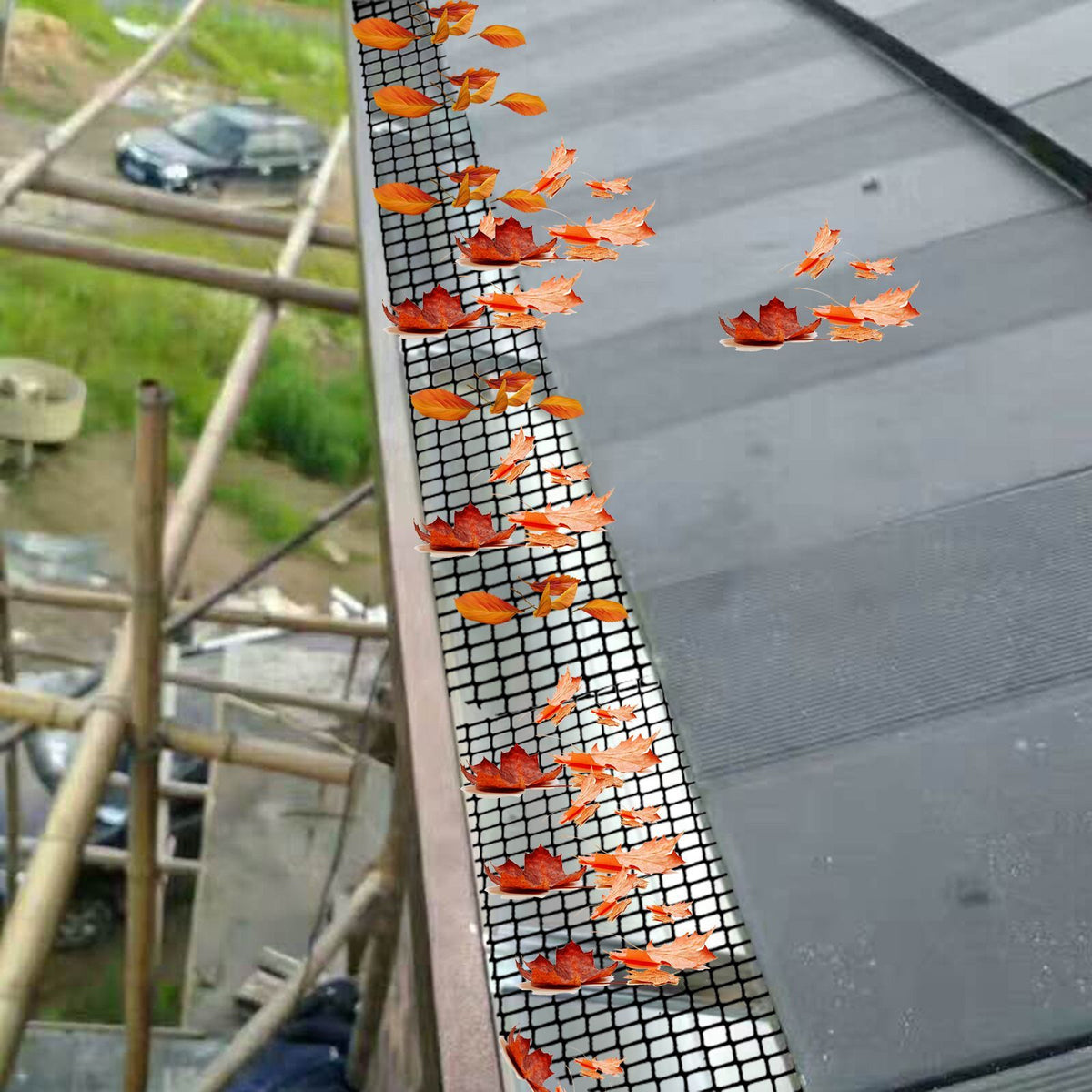 Aluminium Leaf Mesh Gutter Guard Cover Roof Panels Leaf Mesh Roll With 10 Ground Nails