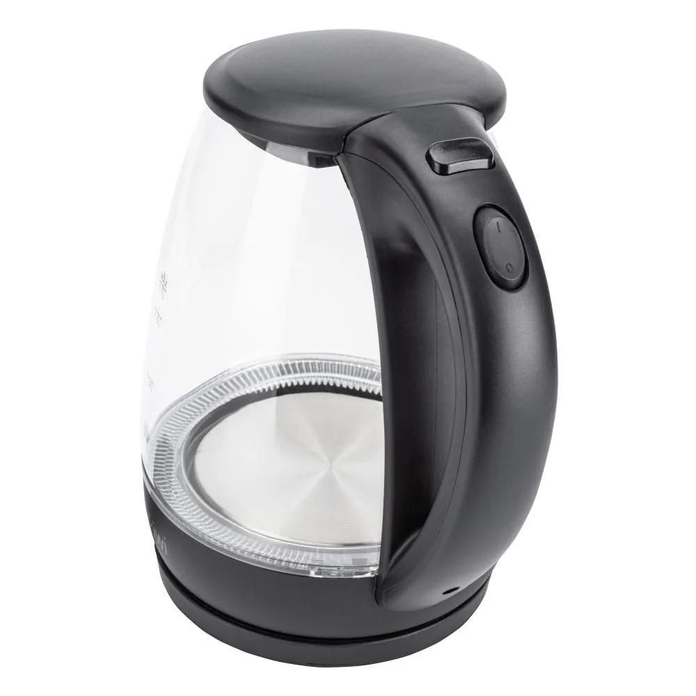 KIWI electric kettle KK-3328, blue illuminated glass, black, 1.7 L