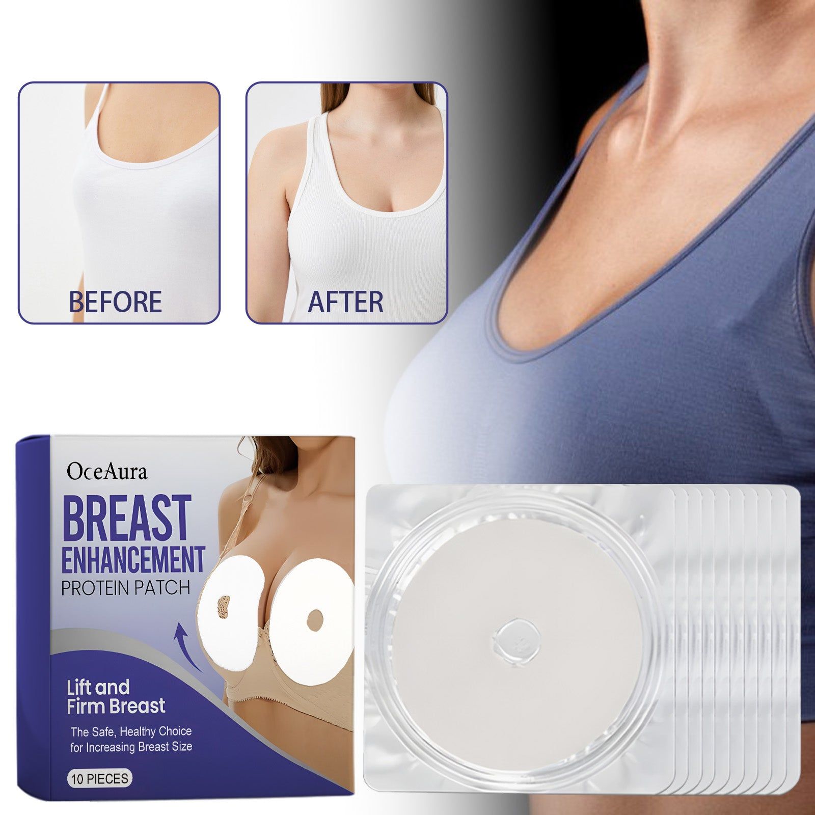 Chest Care Patch, Breast Enhancement, Tightening, Moisturizing, Skin Firming ,10pieces
