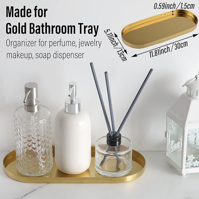 Golden Storage Tray Home Decorative Plate for Jewelry Candle Cosmetic Food