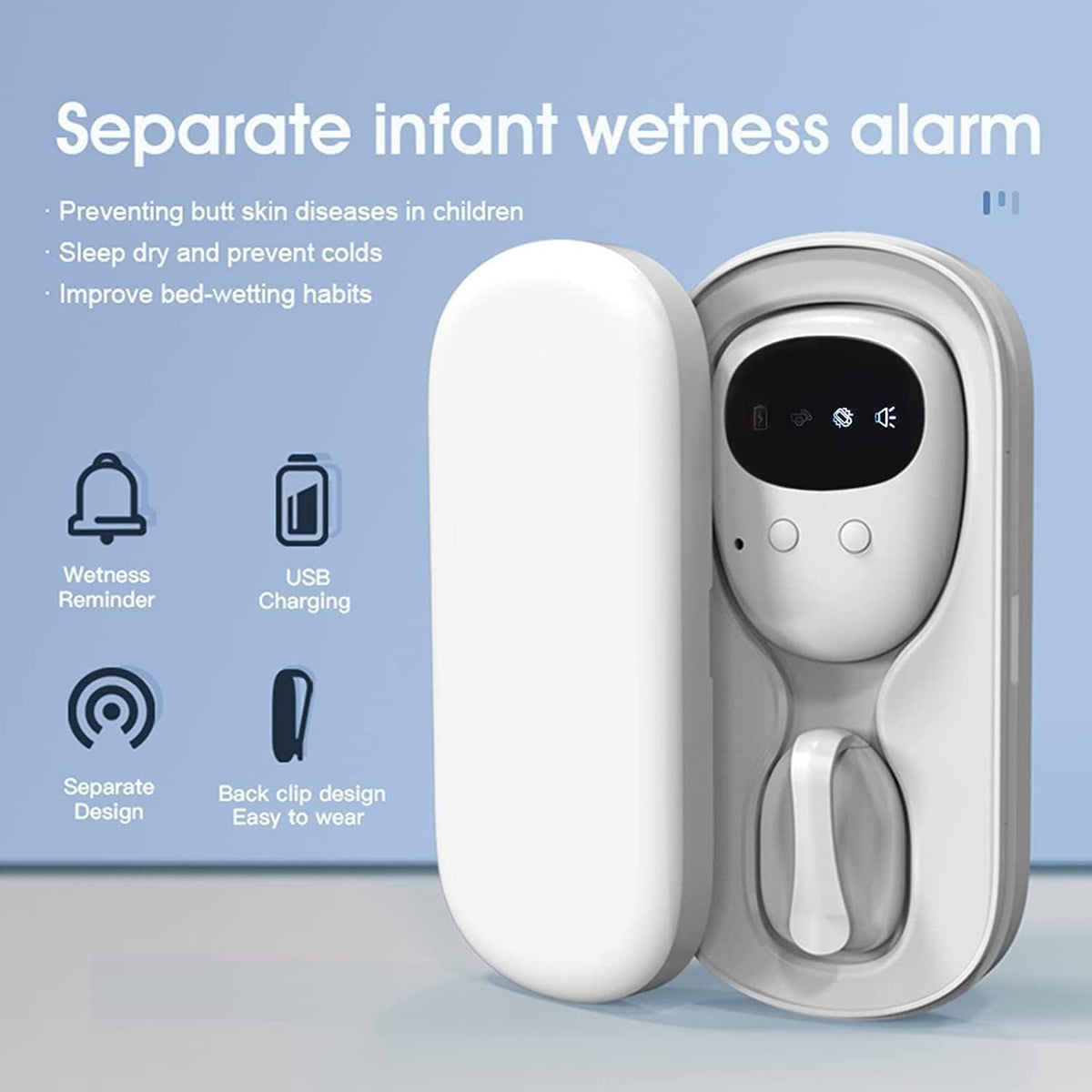 Wireless Bedwetting Alarm System USB Rechargeable Potty Alarm Toilet Training Tool