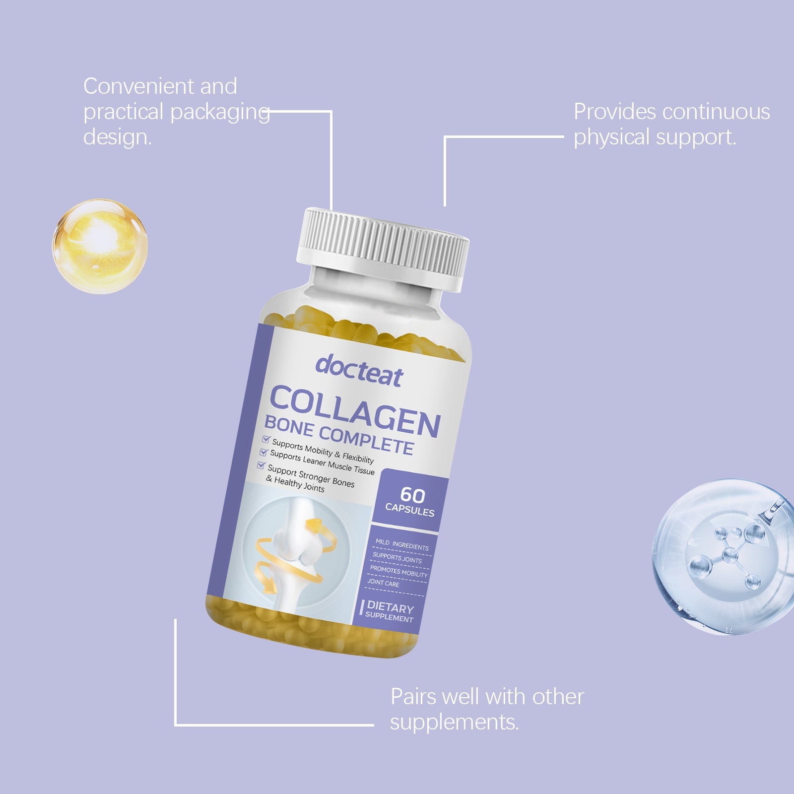 Boost Joint Vitality with Collagen Capsules, Rich in Vitamins, Supports Bone Health ,60pcs