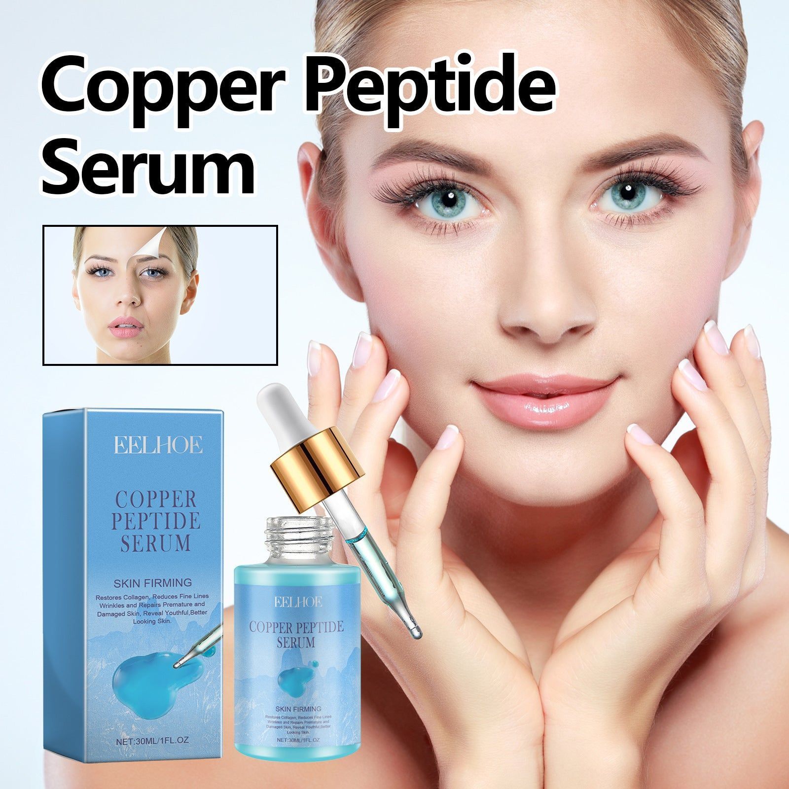 Copper Peptide Face Serum for Firming Skin, Anti-Aging, Brightening, Moisturizing ,30ml