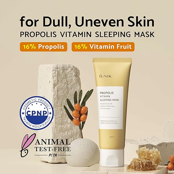 IUNIK Propolis Vitamin Glow Sleeping Mask Night Moisturizer Cream 2.03 Fl Oz