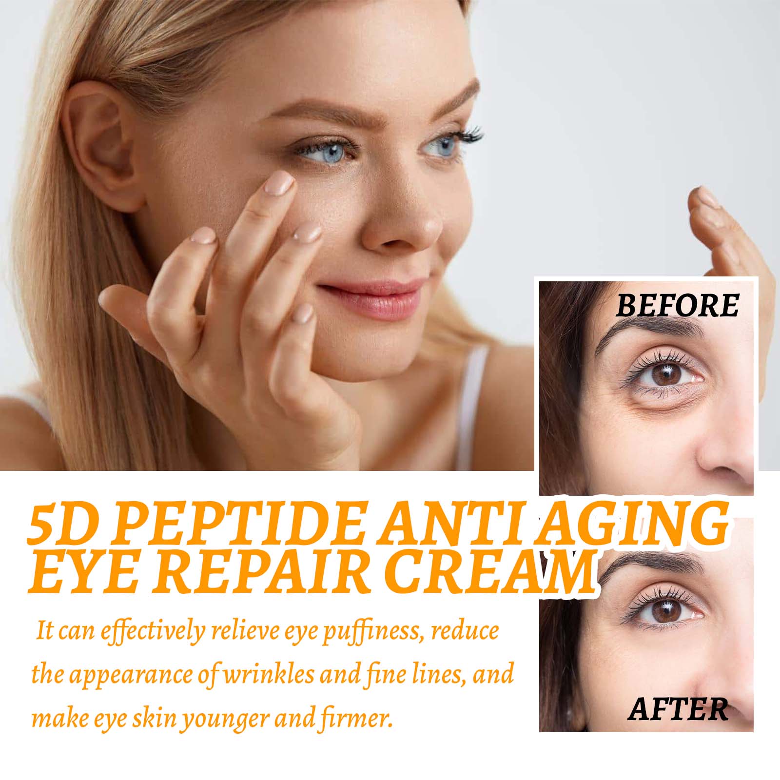 5D Peptide Eye Cream Fade Fine Lines Anti-Wrinkle Moisturizer for Youthful Bright Eyes ,15ml
