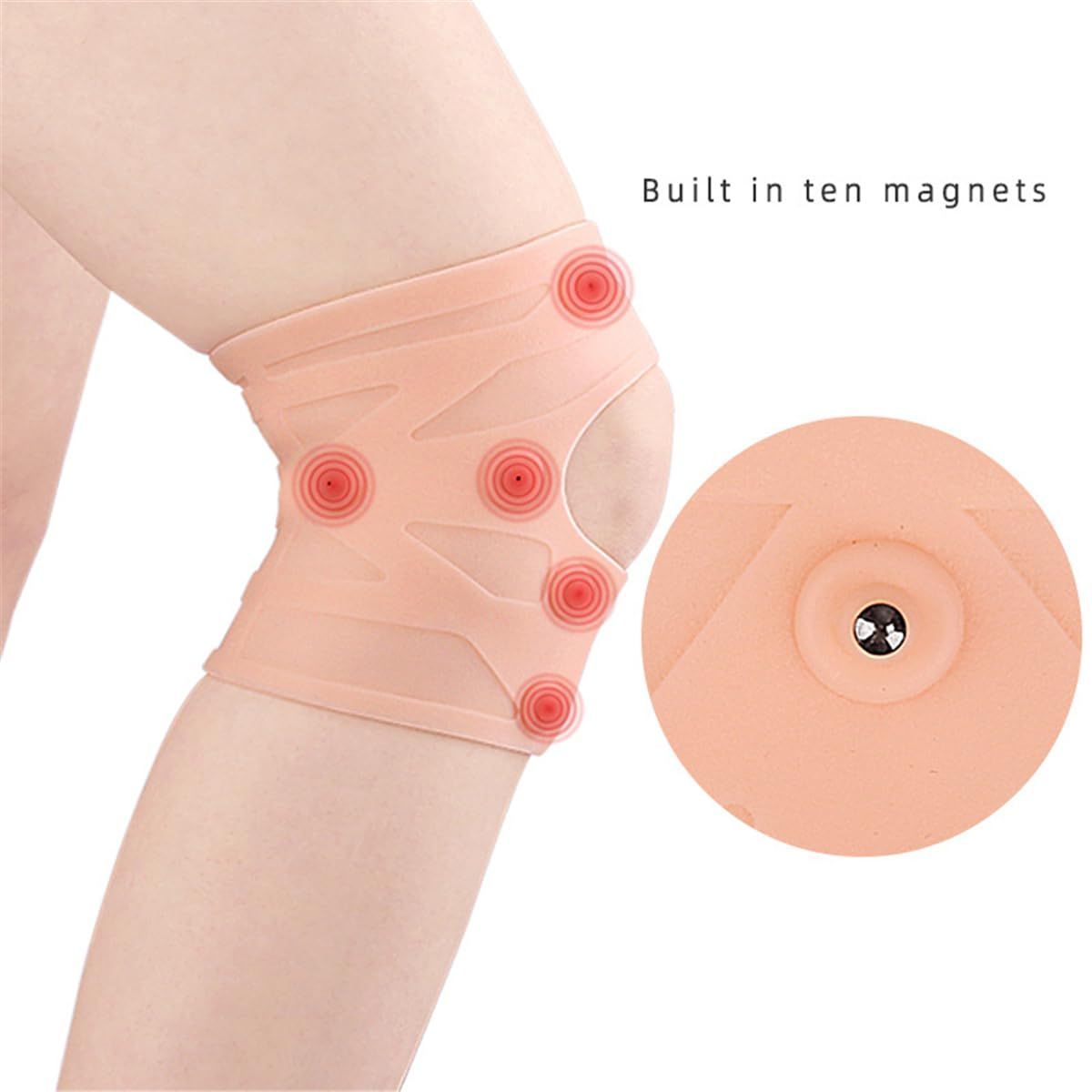 1 Pair Magnetic Knee Brace Silicone Knee Compression Sleeve Support Brace