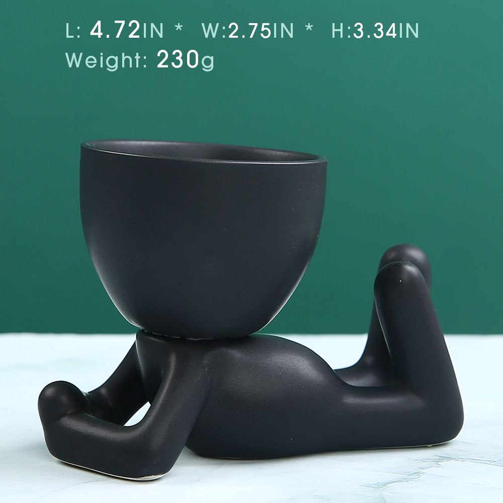 Mini-family Flowerpot Human Being Shape Ceramic Desktop Planter Container For Succulents