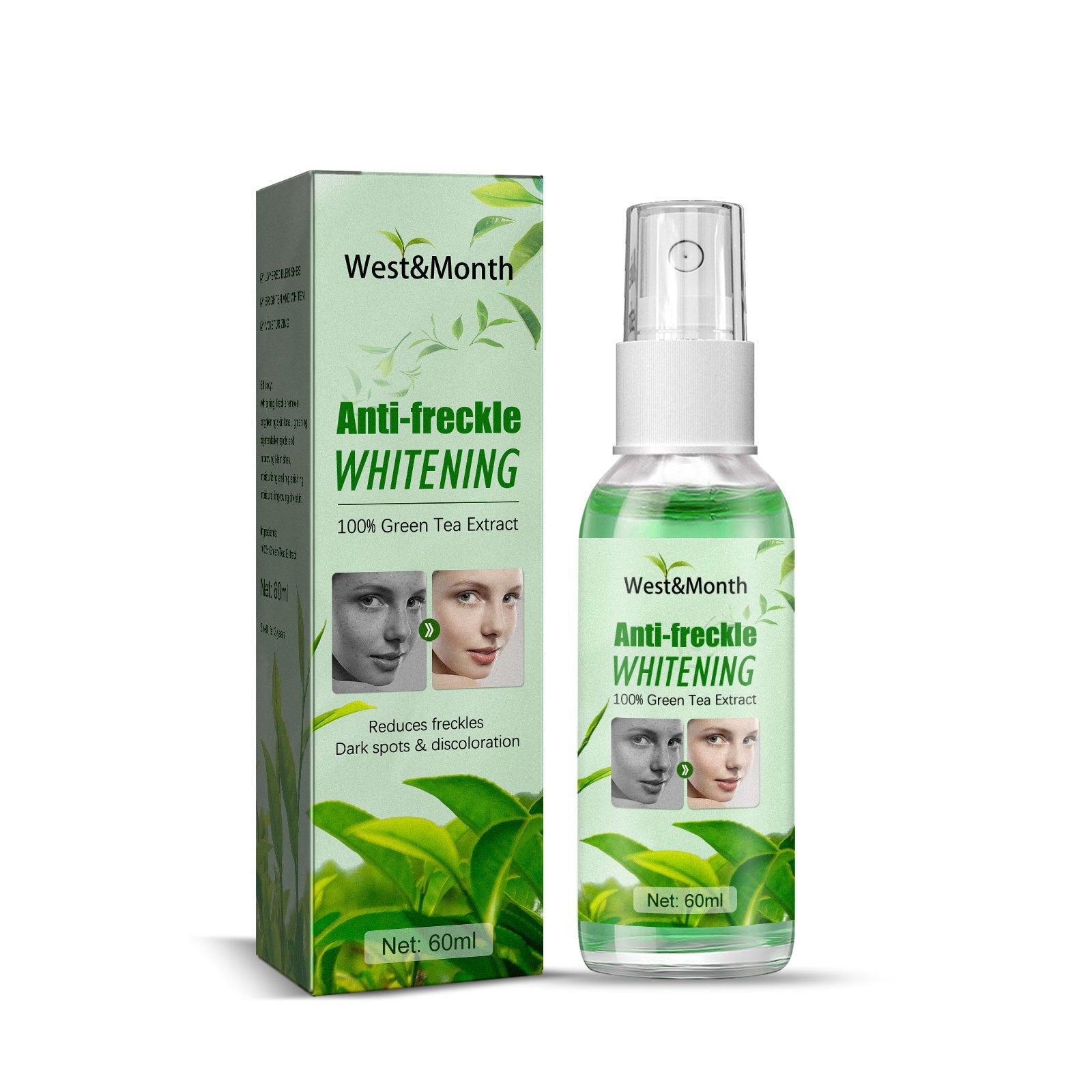 Brightening Green Tea Water, Fade Pigment, Clear Dark Spots, Hydrate Skin ,60ml