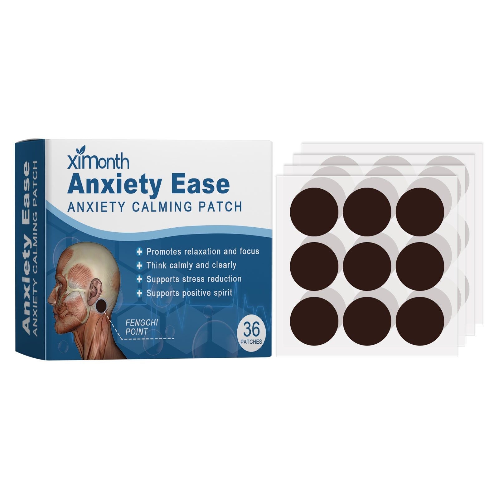 Anxiety Relief Patch, Body Care, Stress & Mood Support, Relaxation, Behind Ear ,36patches