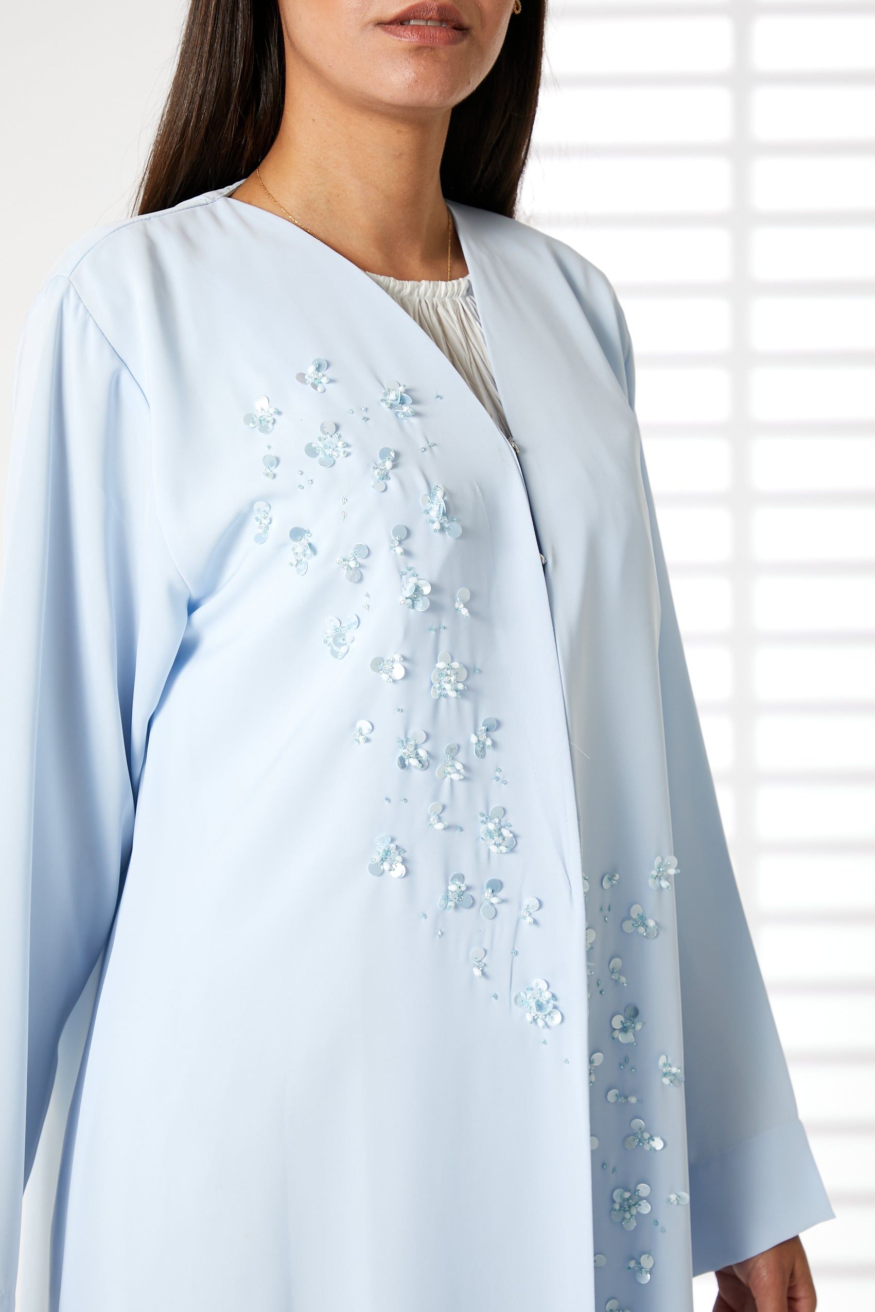 MOiSTREET Blue Nida Embellished Abaya
