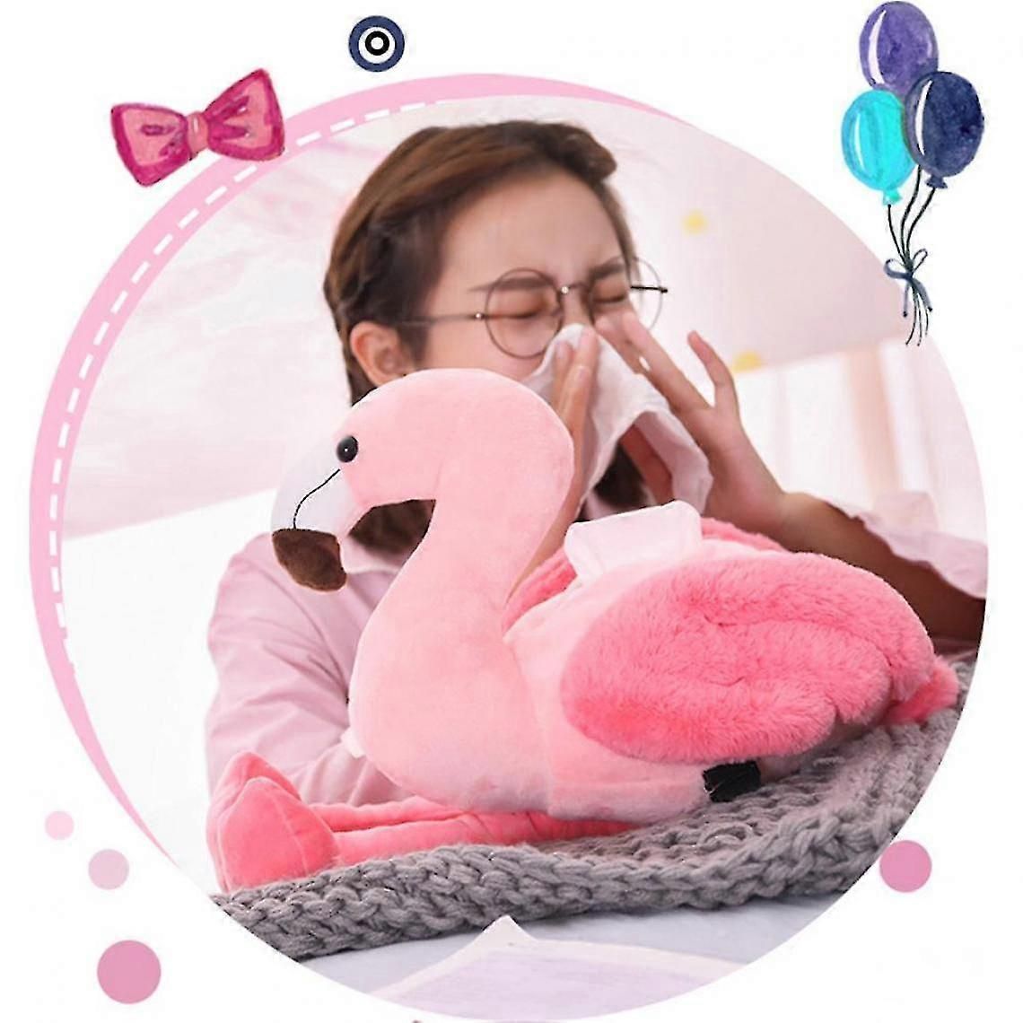1pcs Pink Flamingo Paper Towel Box Cover Idea Trolley Armrest Organization Box Cute Plush Decoration Napkins Home Decoration | zxin