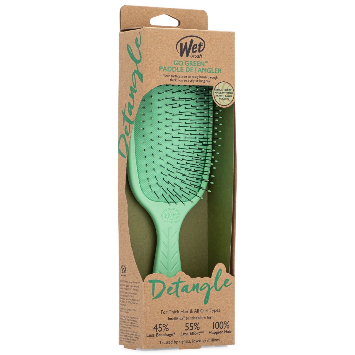 Wet Brush Hair Brush Go Green Paddle Detangler, Green