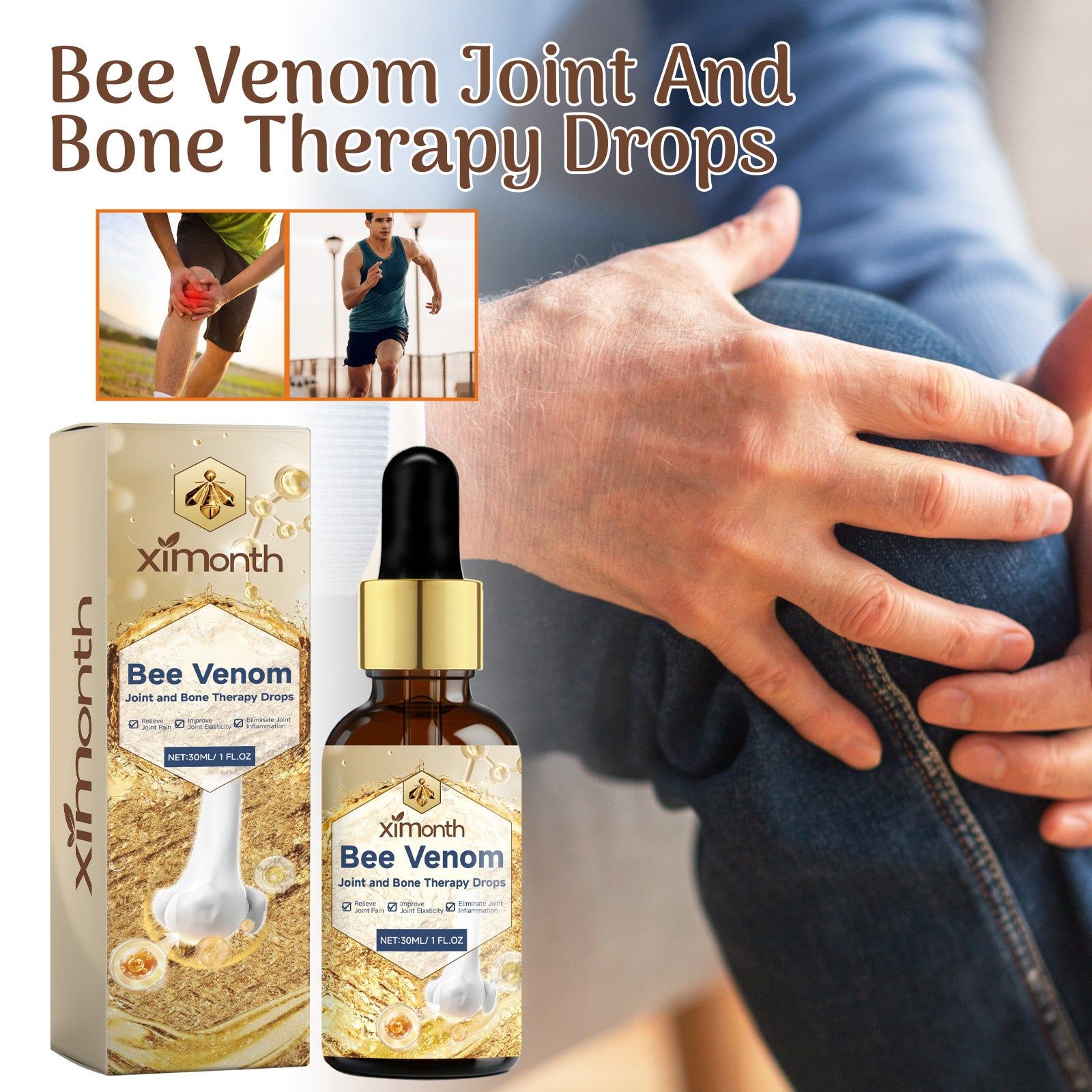 Bee Venom Joint Relief Drops, Natural Pain & Swelling Solution, Fast-Acting, 50g ,30ml