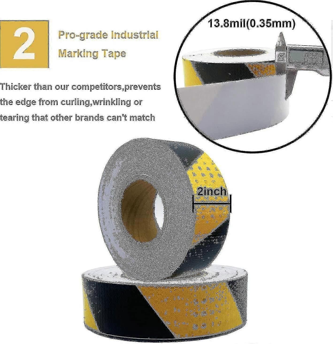 Waterproof Reflective Safety Tape Roll 5cm*25m Yellow Black Striped Floor Marking Tape Hazard Caution Warning Tape Auto Truck Self-adhesive Safety Sti zxin