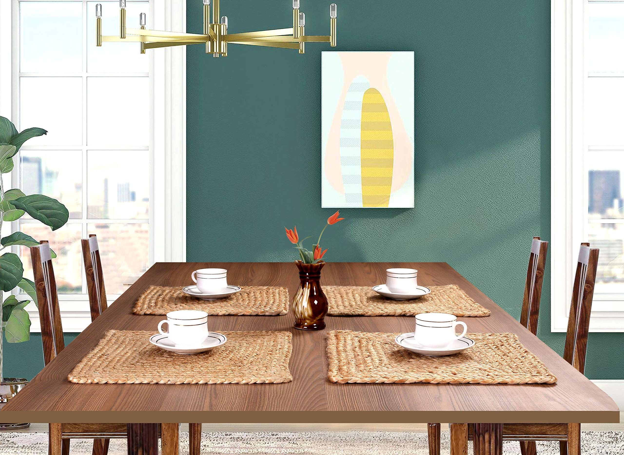 Set of 4 Jute Braided Nonslip Reversible Placemats