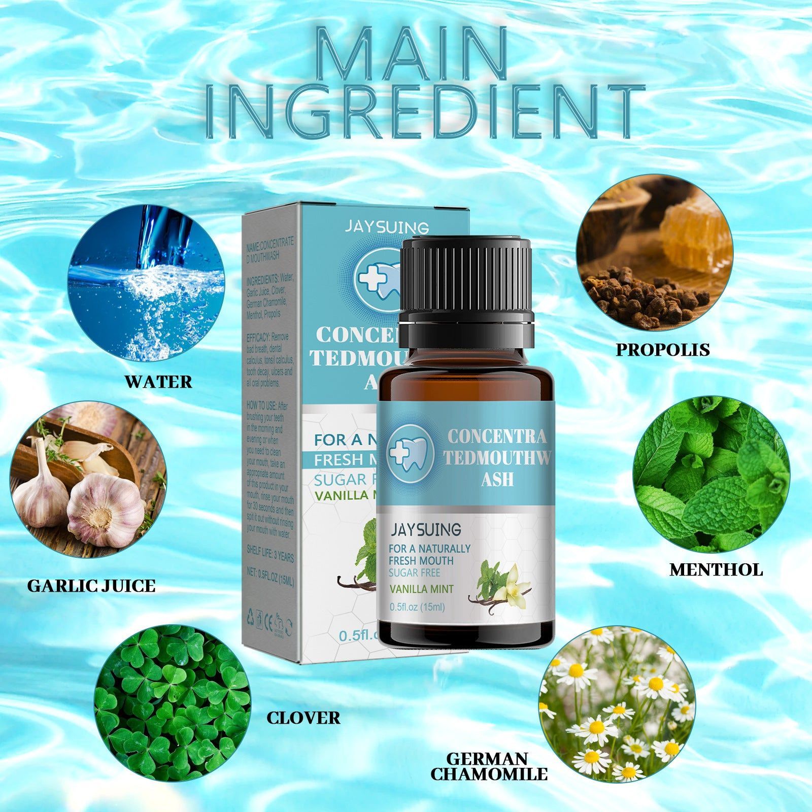 Concentra Tedmouthwash, Fresh Breath, Natural Oral Care, Remove Stains, Fight Bad Breath ,15ml