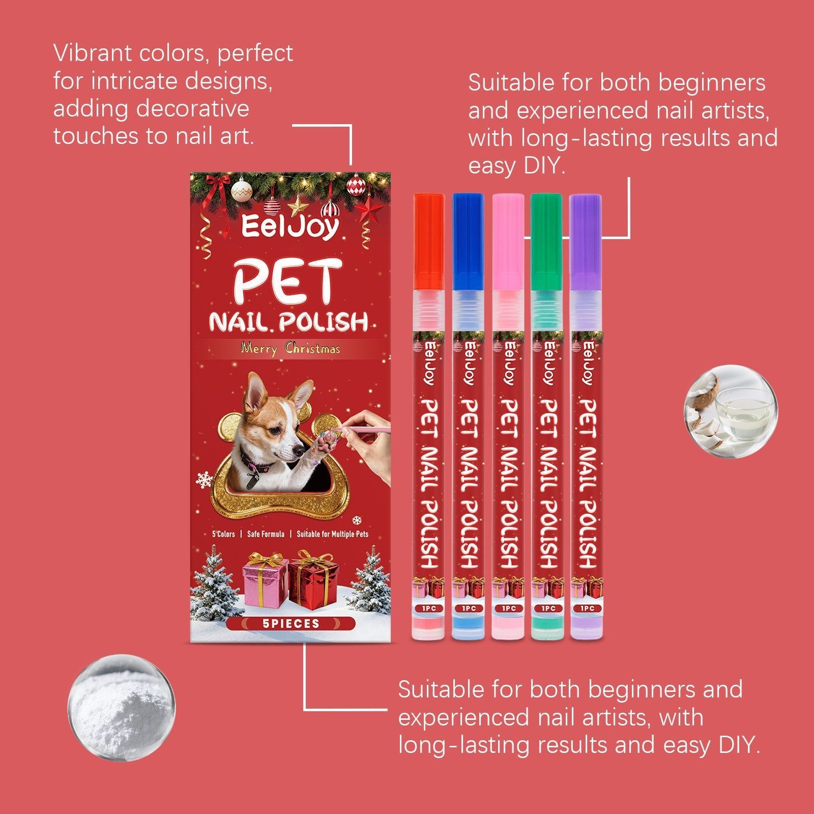 Create Stunning Pet Nail Art with Waterproof, Colorful Doodle Pen, Perfect for DIY and Christmas Nail Designs ,5pieces