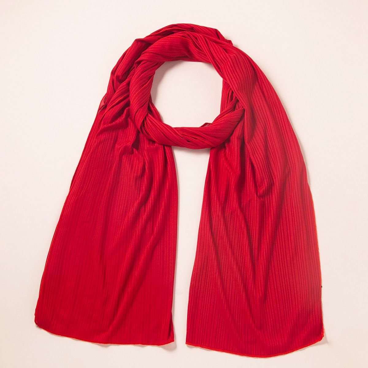 Cream Knit Cotton Long Hijab Scarf for Women