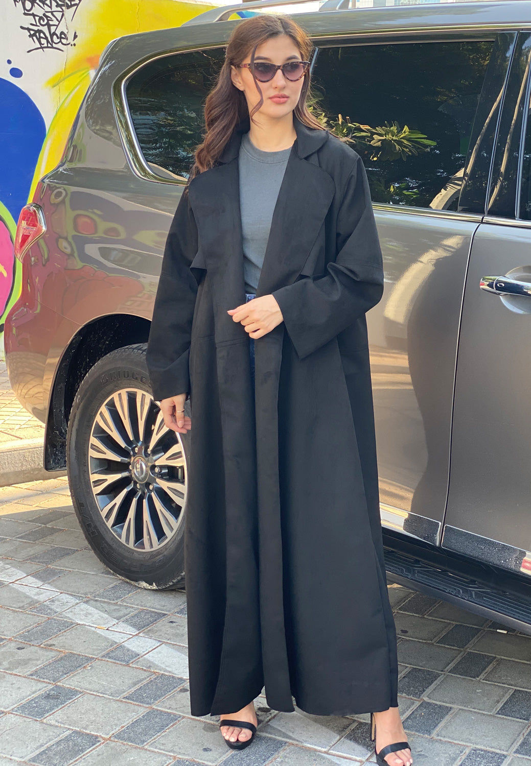 MOiSTREET Casual Coat style Black Abaya