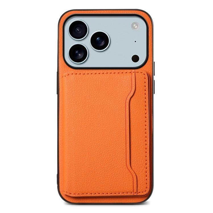 For iPhone 18 Pro Max / iPhone 17 Pro Max Calf Texture Card Bag Design Full Coverage Phone Case