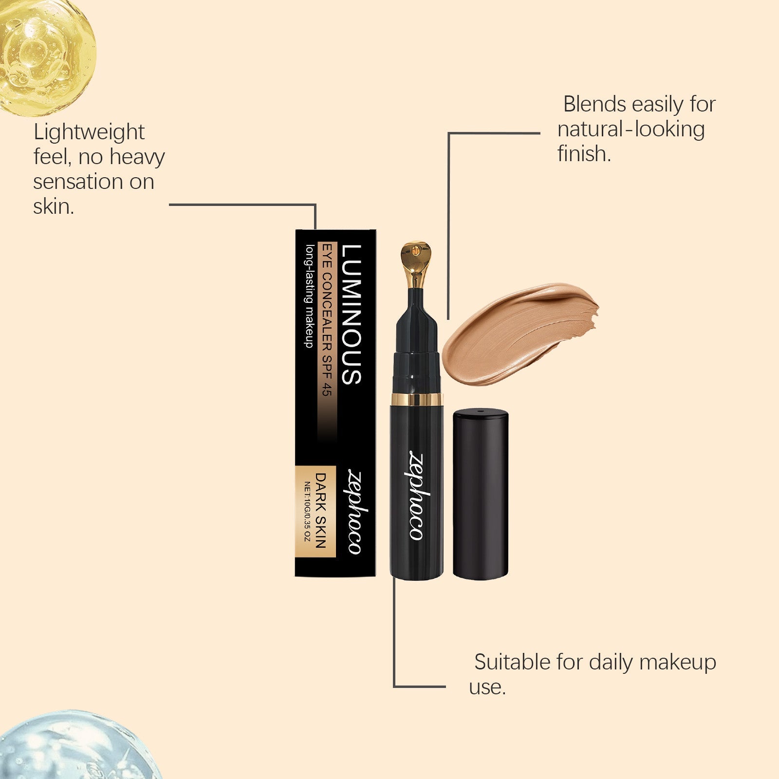 Dark Skin Light Eye Concealer, Matte, Natural, Smudge-Proof, Flawless Finish ,10g