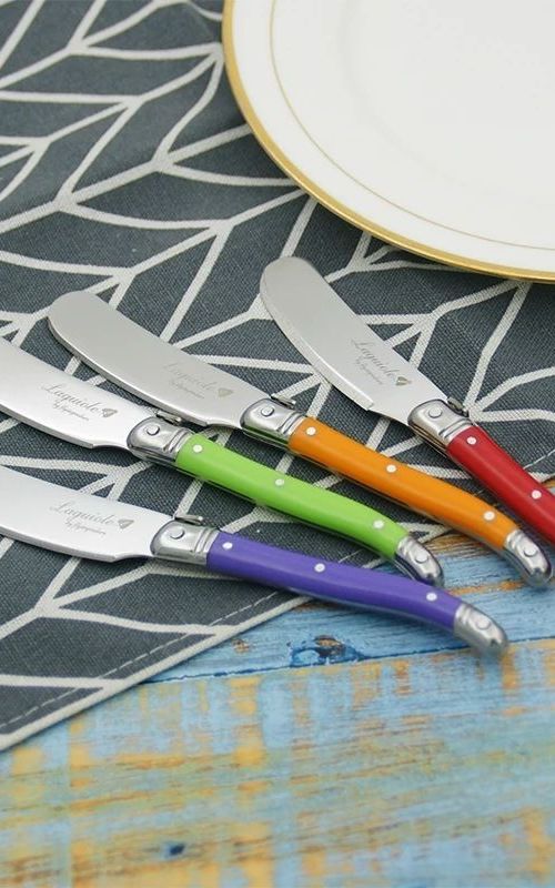 Laguiole Inspired Cheese and Butter Knife Set - Colorful Handles for Stylish Culinary Experience