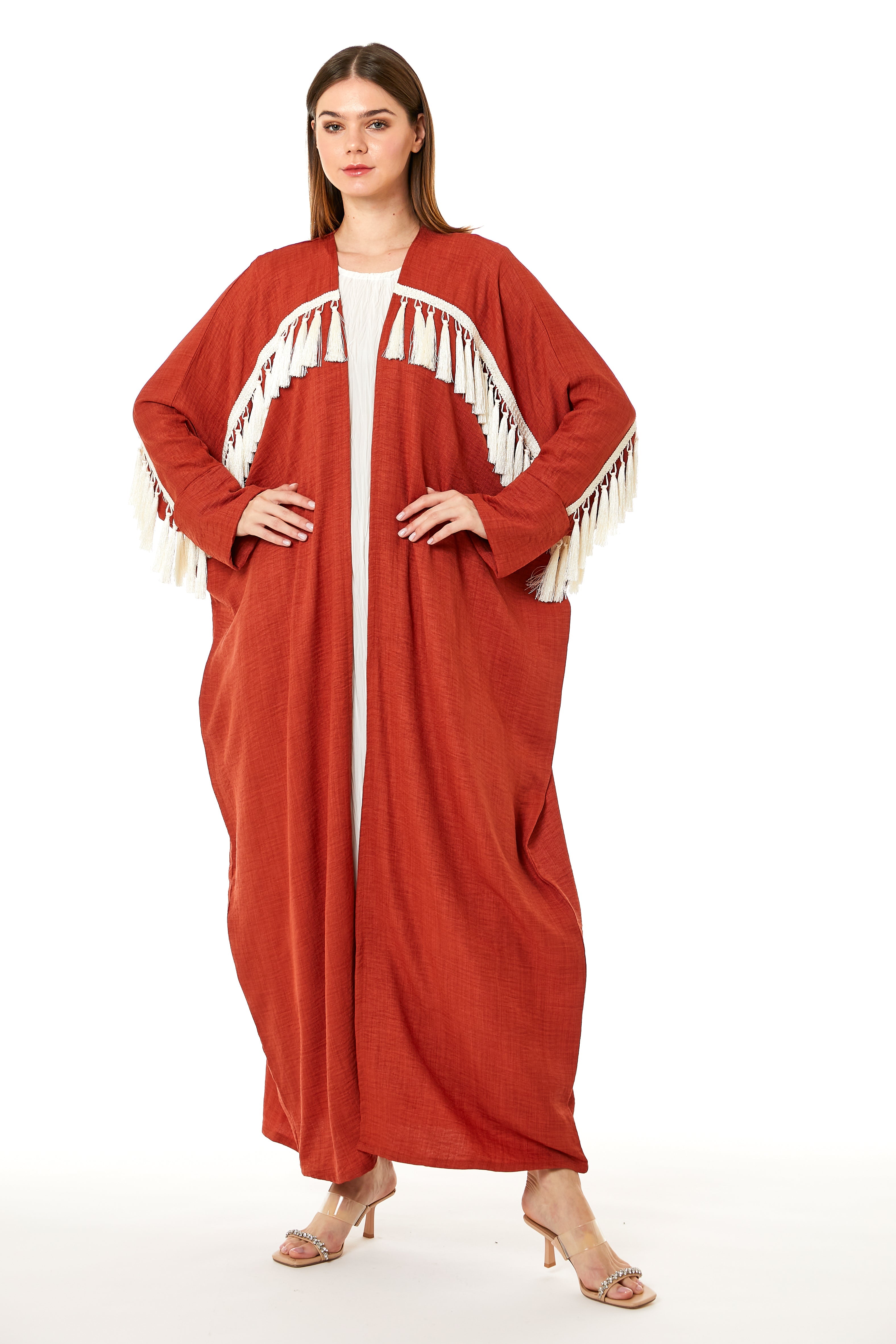 MOiSTREET Rust Orange CEY Melange Abaya