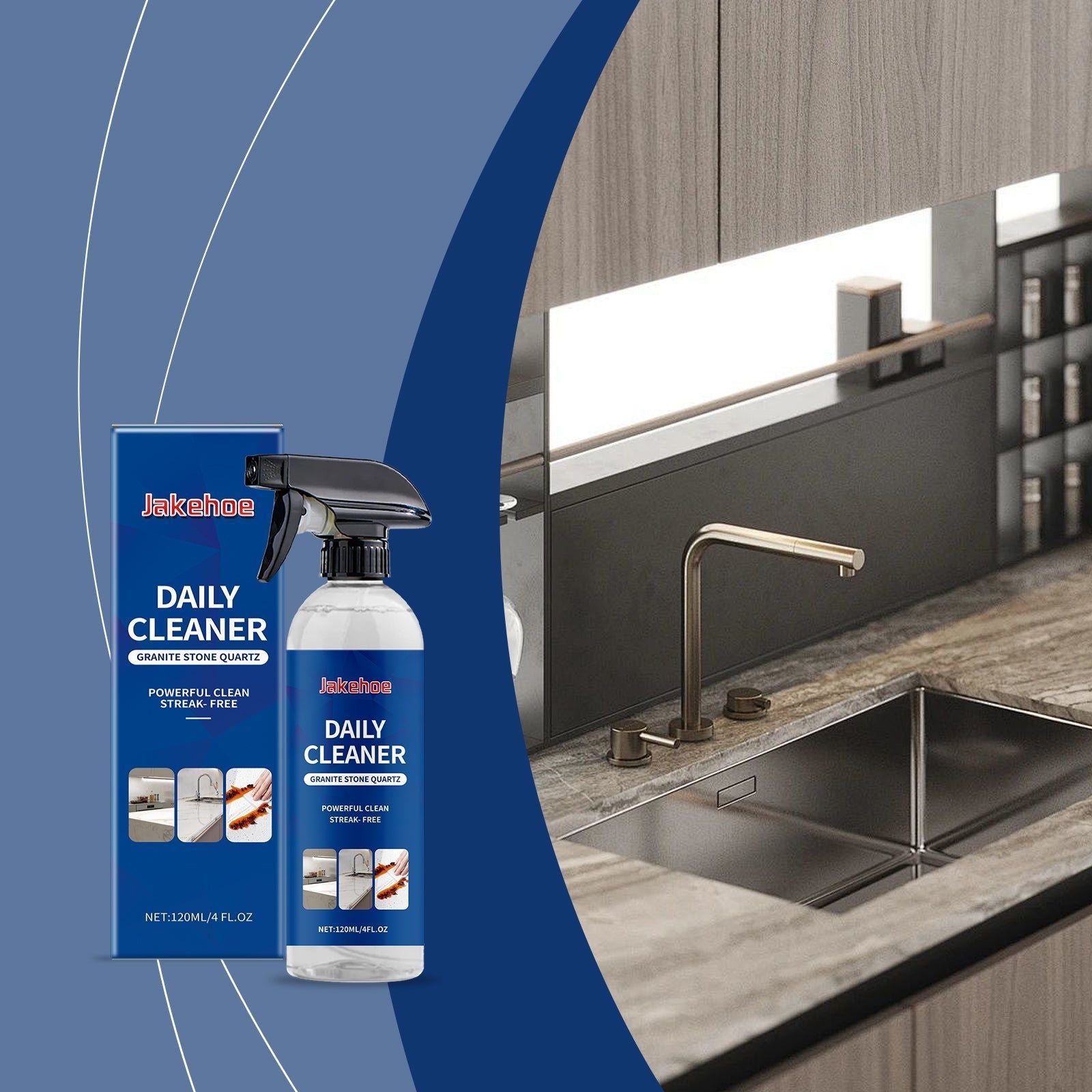 Countertop Cleaner, Stain Remover, Grease & Water Stain Removal, Daily Kitchen & Bathroom Surface Cleaner ,120g