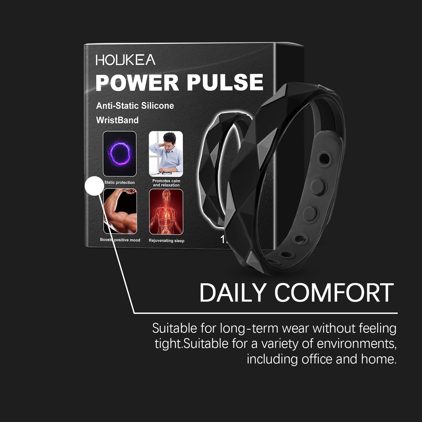 Body Care Silicone Wristband, Static Relief, Vitality Boost, Portable Wellness ,1pcs